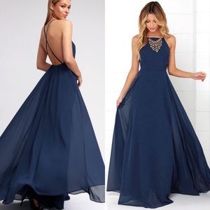 Lulus Mythical Kind of Love Navy Blue Maxi Dress